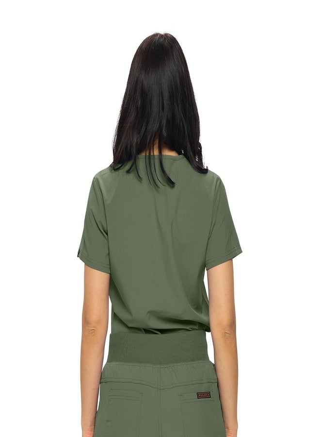 MONARCH UNIFORMS قميص طبي نسائي من مونارك يونيفورمز، بجيب واحد، قابل للطي، لون زيتوني، مقاس متوسط - Image 3